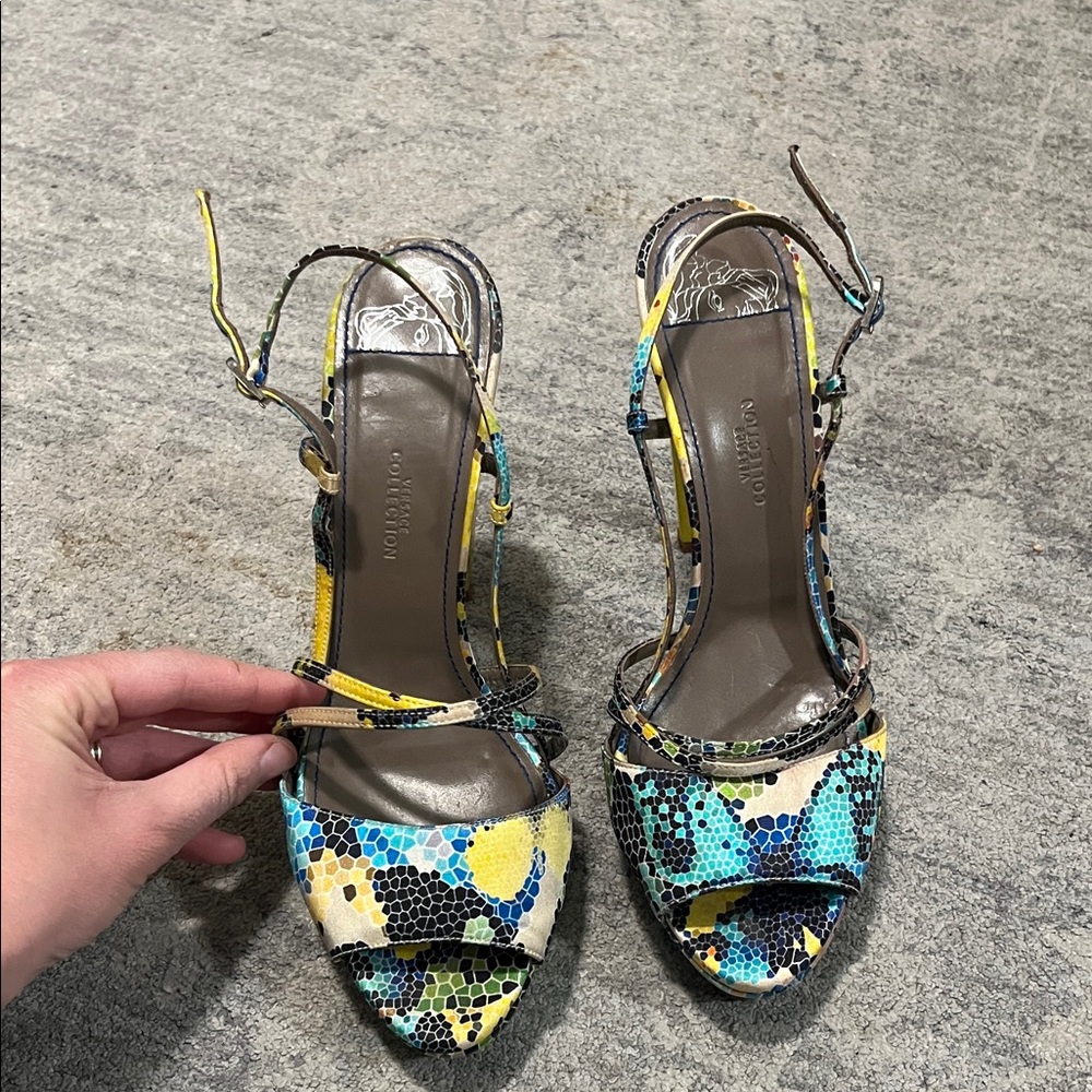 Versace Multicolor Snake Print Heels